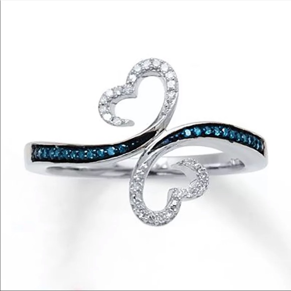 Jewelry - New 925 Silver Romance Hearts Sapphire Ring